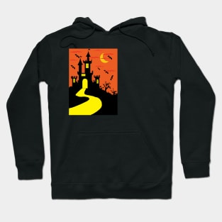 Halloween With Moon Orange Palace And Bat Silhouette Hoodie